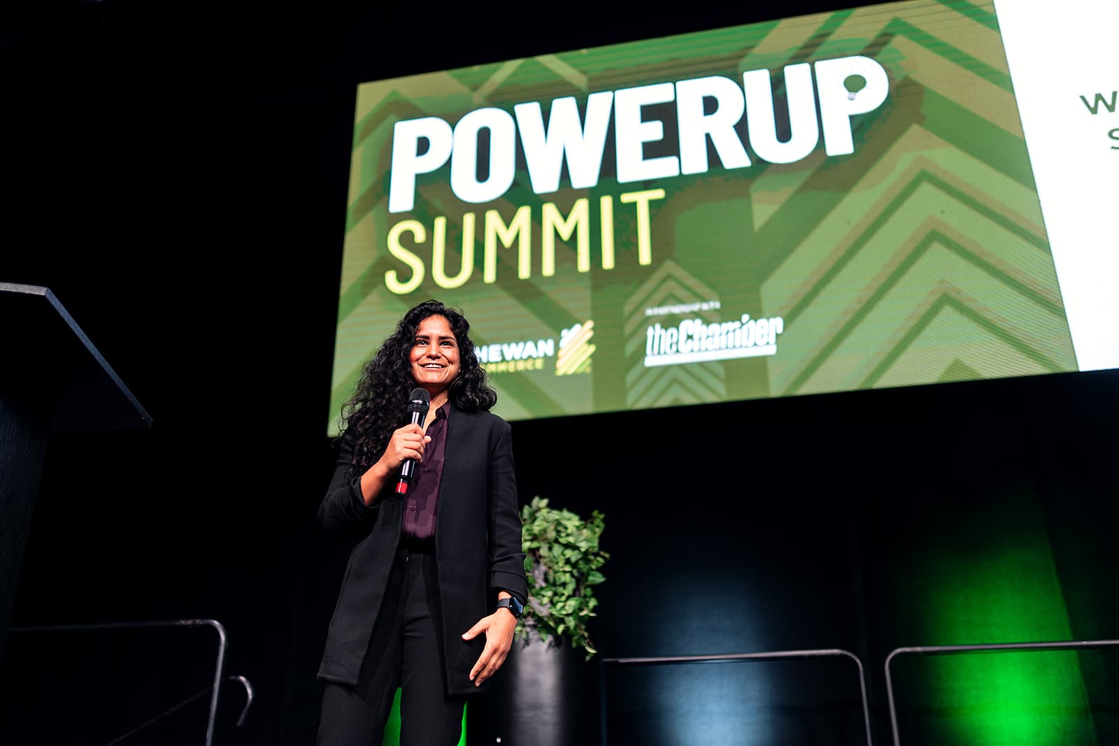 Alisha Esmail speaking at PowerUp Summit